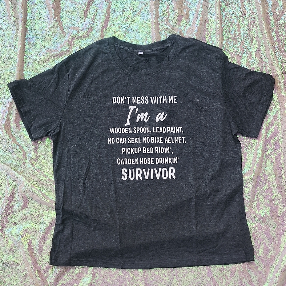 Women's Or Men's Gray Graphic T-Shirt Survivor T-shirt 2xl New!